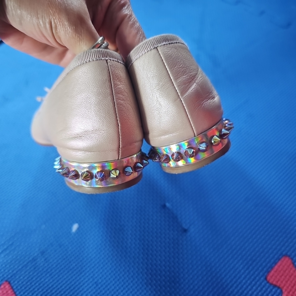 Christian Louboutin Metallic Beige Hall Leather Flat Ballerina 38.5 - Picture 7 of 12